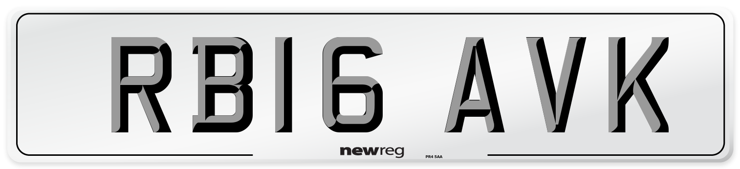 RB16 AVK Number Plate from New Reg